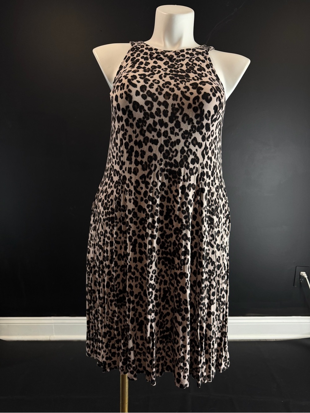 Torrid Halter Neck Sleeveless Leopard Print midi- Swing Dress
